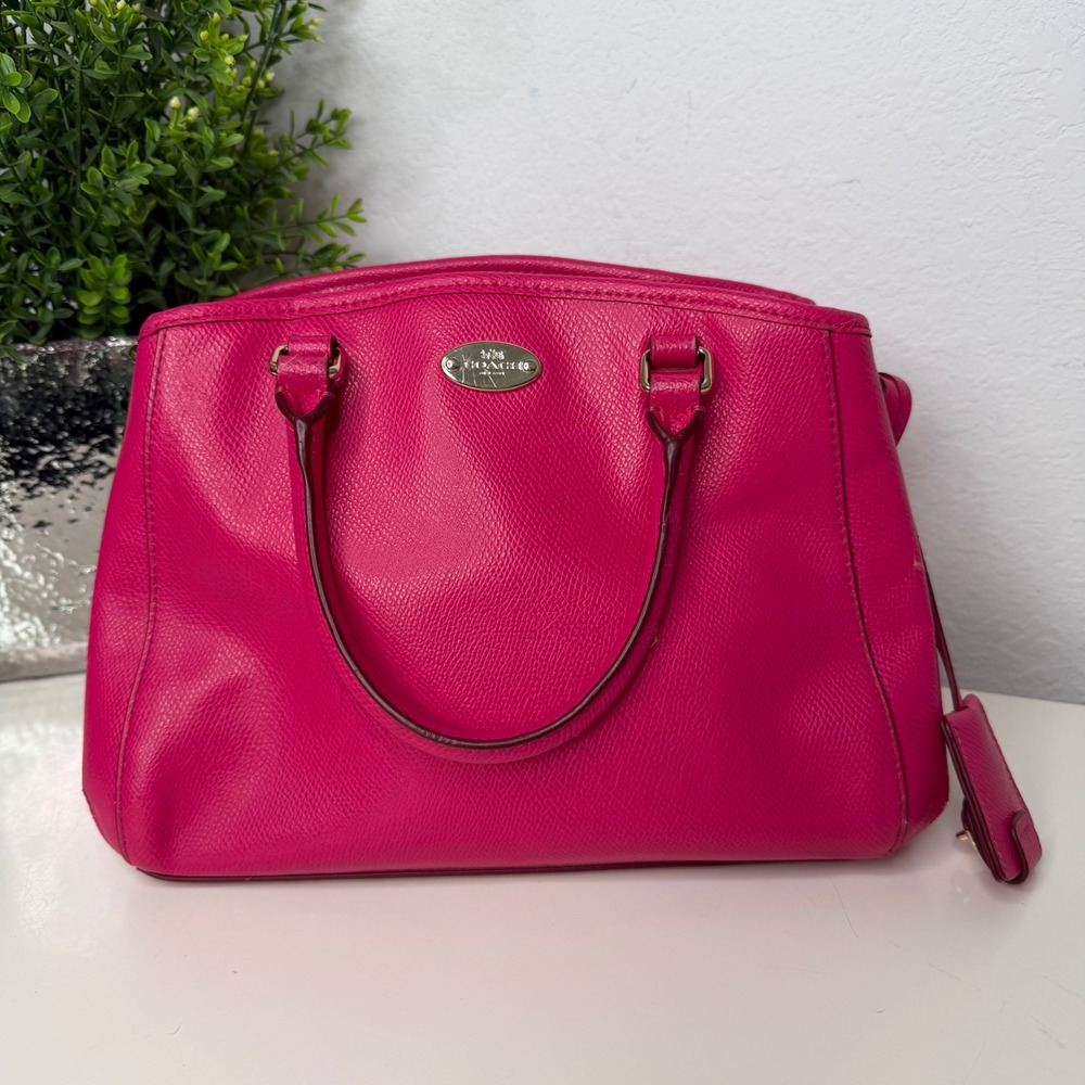Coach Mini Margot Carryall Women Pink Crossgrain Leather Satchel Barbiecore AUTH